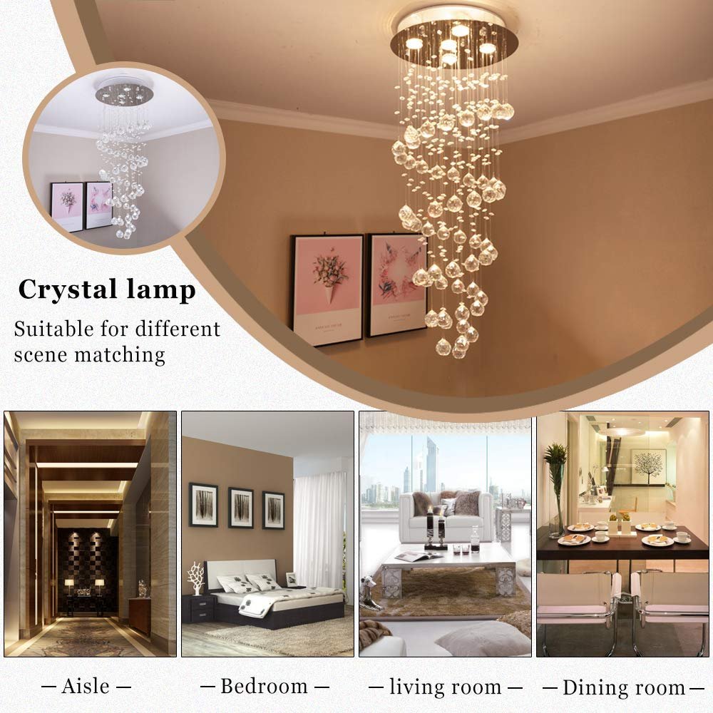 Spiral Modern Crystal Led Chandelier Ceiling Light - Image 6