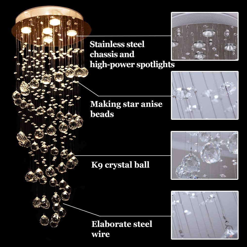 Spiral Modern Crystal Led Chandelier Ceiling Light - Image 7