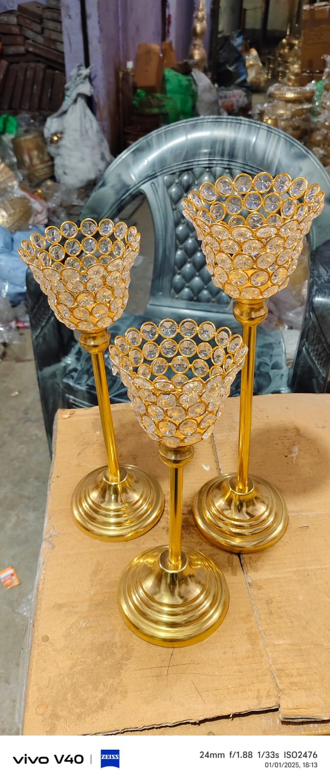 Gold Aluminum Hurricane Lamp - Image 9