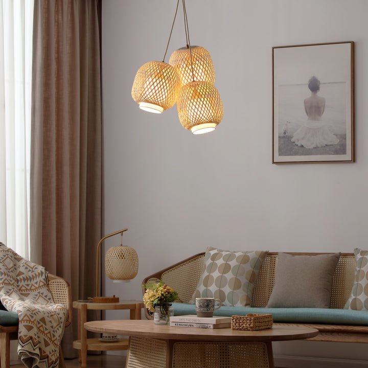 Natural Woven Bamboo Pendant - Image 2